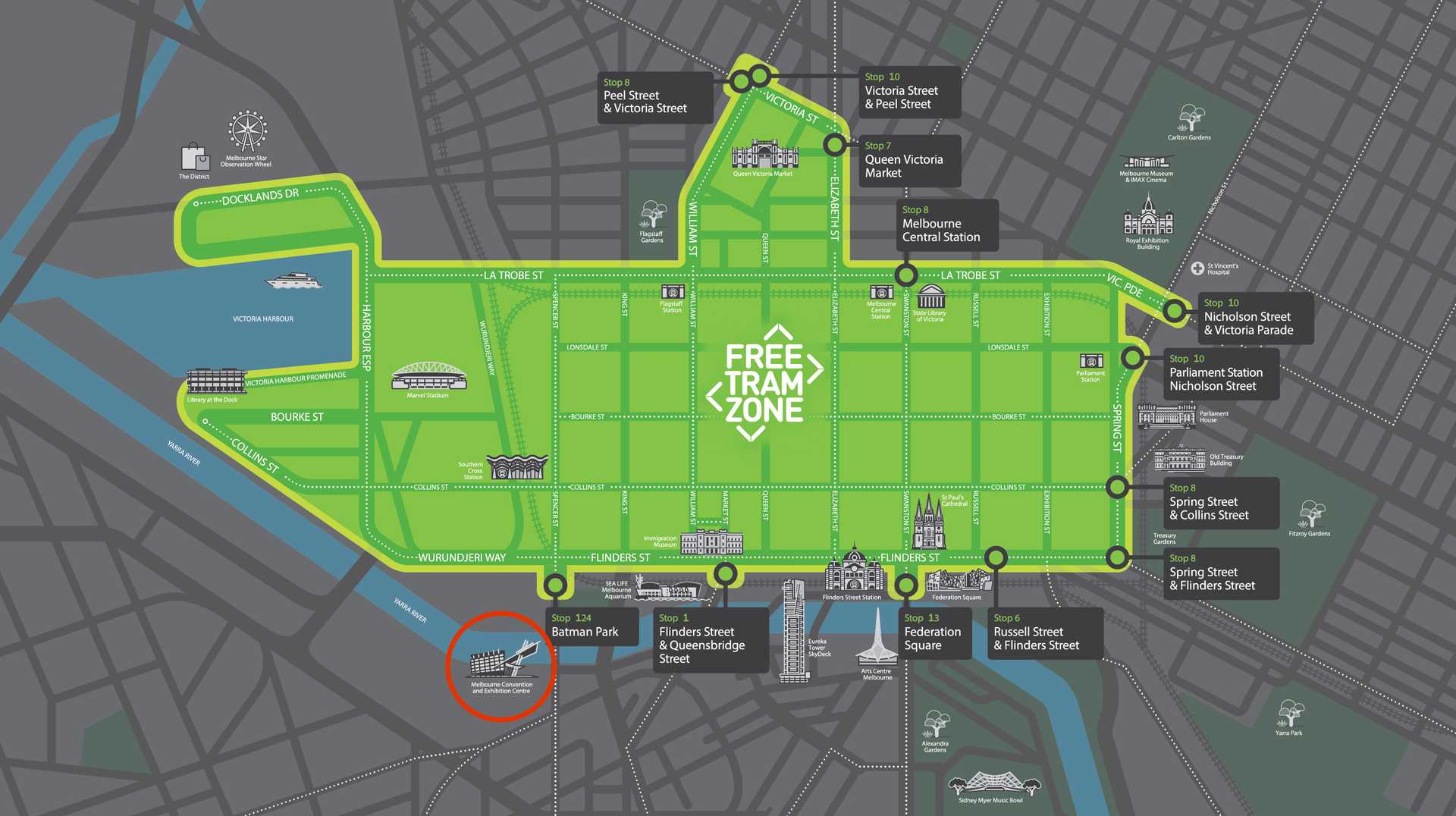 Free Tram Zone map